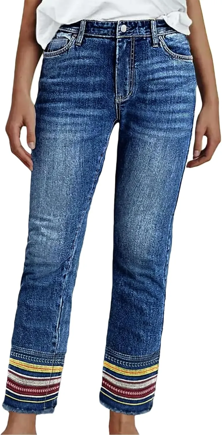 Cuyulitcik Plus Size прямые джинсы для женщин с высокой посадкой, эластичные, с вышивкой и эффектом контроля живота QERINTE
Cuyulitcik Plus Size прямые джинсы для женщин с высокой посадкой, эластичные, с вышивкой и эффектом контроля живота QERINTE