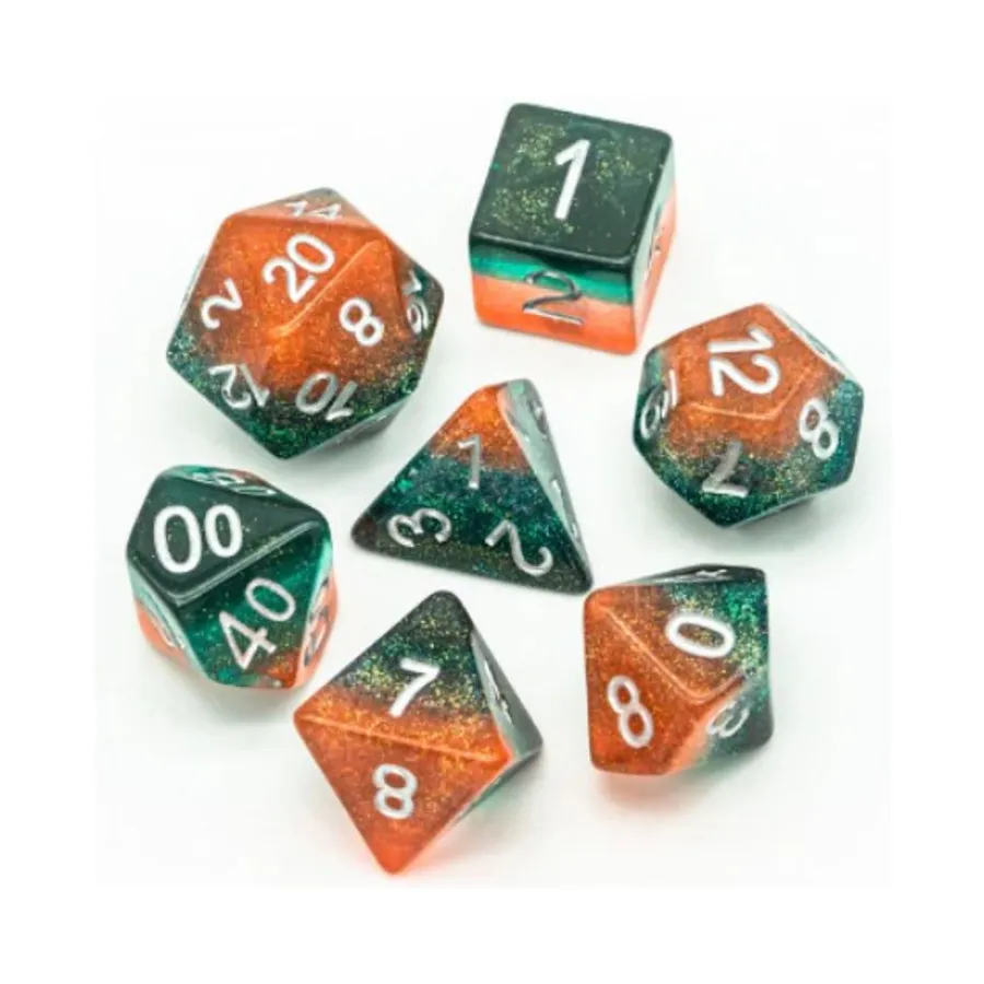 Набор Poly Set — Мандариновое дерево с серебром (7), Dice Sets - Resin/Acrylic - Rainbow & Multi-Colored (Foam Brain Games)
Набор Poly Set — Мандариновое дерево с серебром (7), Dice Sets - Resin/Acrylic - Rainbow & Multi-Colored (Foam Brain Games)