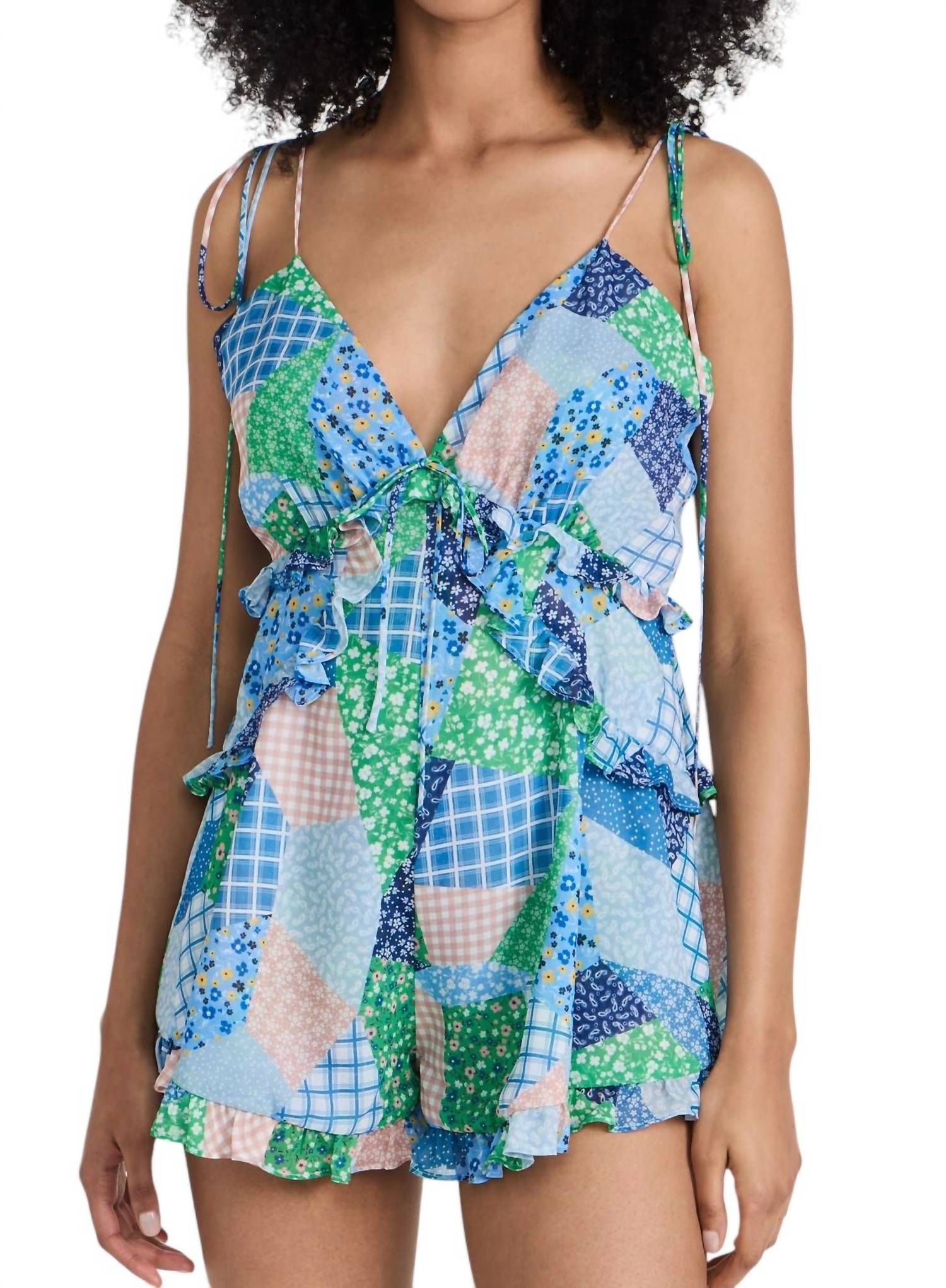 Джемперовый комбинезон Juniper в синем цвете For Love & Lemons 
Джемперовый комбинезон Juniper в синем цвете For Love & Lemons