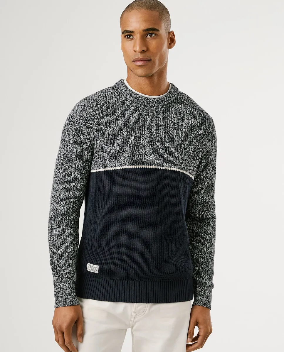 Мужской свитер с круглым вырезом в цветном блоке Pepe Jeans, темно-синий
Мужской свитер с круглым вырезом в цветном блоке Pepe Jeans, темно-синий