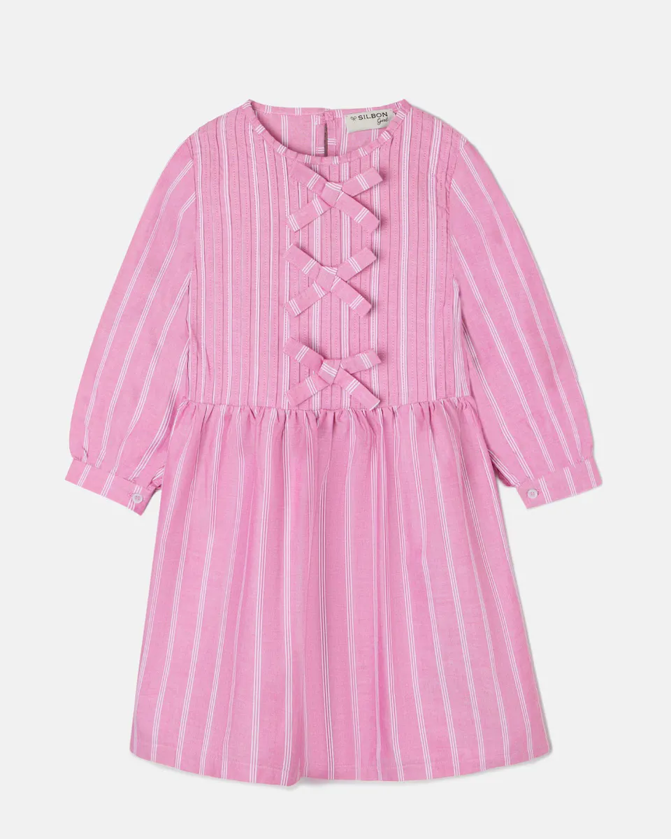 Платье детское с бантами в полоску Silbon, розовый
Платье детское с бантами в полоску Silbon, розовый