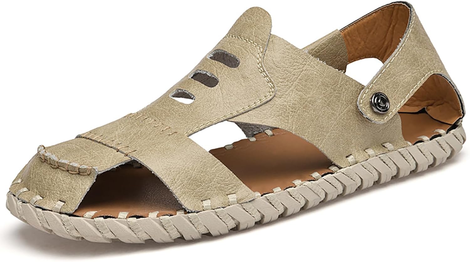 Мужские сандалии-рыбаки из натуральной кожи, ручная строчка, модные, дышащие, с вырезами, на плоской подошве, с закрытым носком, противоскользящие, летние водные туфли для отдыха на пляже Egebs, белый
Мужские сандалии-рыбаки из натуральной кожи, ручная строчка, модные, дышащие, с вырезами, на плоской подошве, с закрытым носком, противоскользящие, летние водные туфли для отдыха на пляже Egebs, белый