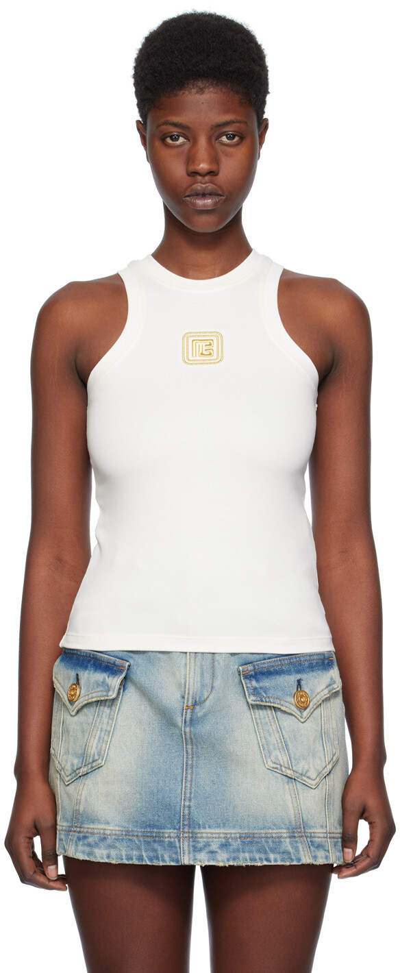 Кремового цвета майка 'PB' кремового/или цвета Balmain
Кремового цвета майка 'PB' кремового/или цвета Balmain