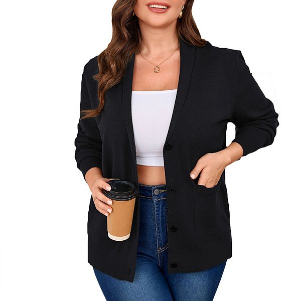 Кардиган женский Plus size с карманами и воротником-шалью для осени и зимы Elitespirit, Black
Кардиган женский Plus size с карманами и воротником-шалью для осени и зимы Elitespirit, Black