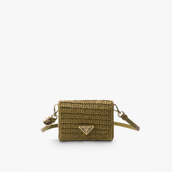 Вязаная крючком визитница с логотипом и съемным ремешком Prada, зеленый
Вязаная крючком визитница с логотипом и съемным ремешком Prada, зеленый