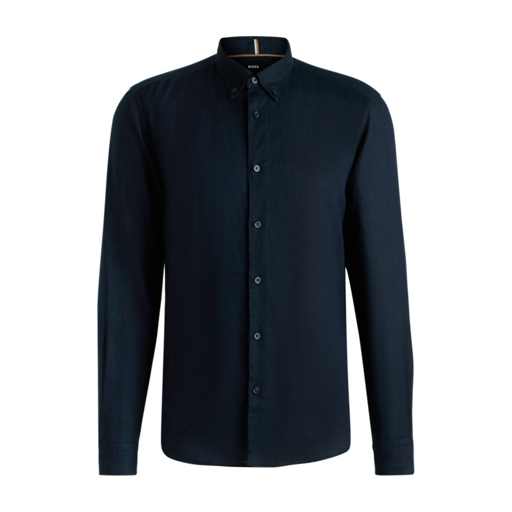 Рубашка прямого кроя на пуговицах из льна BOSS, темно-синий
Рубашка прямого кроя на пуговицах из льна BOSS, темно-синий