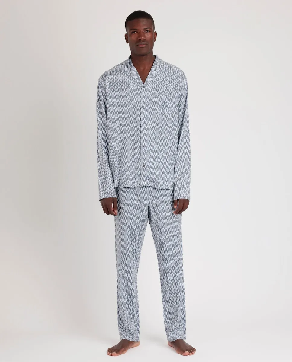 Мужская длинная открытая пижама из синей вискозной ткани Admas, синий
Мужская длинная открытая пижама из синей вискозной ткани Admas, синий