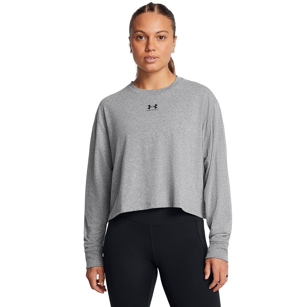 Женская укороченная футболка с длинными рукавами Under Armour Rival, цвет Heathered Castlerock
Женская укороченная футболка с длинными рукавами Under Armour Rival, цвет Heathered Castlerock