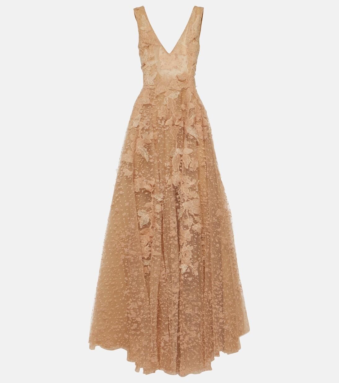 Тюлевое платье с аппликацией Costarellos, бежевый
Тюлевое платье с аппликацией Costarellos, бежевый