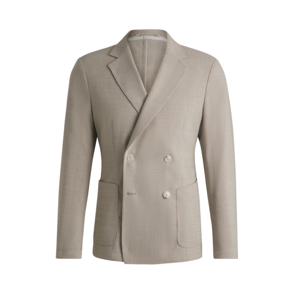 Приталенный пиджак из узорчатой шерсти BOSS, светло-бежевый
Приталенный пиджак из узорчатой шерсти BOSS, светло-бежевый