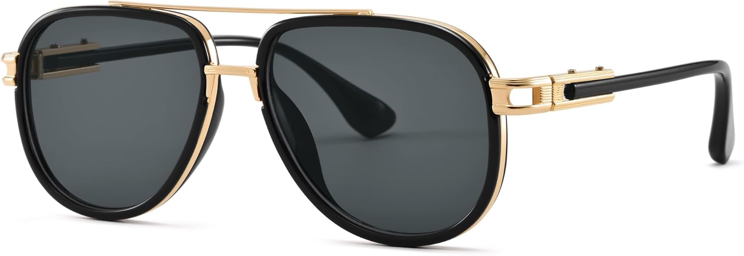 Классические квадратные солнцезащитные очки-авиаторы Pro Acme для мужчин и женщин - роскошная металлическая оправа с двойной перемычкой - винтажные очки для вождения, Black/Grey
Классические квадратные солнцезащитные очки-авиаторы Pro Acme для мужчин и женщин - роскошная металлическая оправа с двойной перемычкой - винтажные очки для вождения, Black/Grey