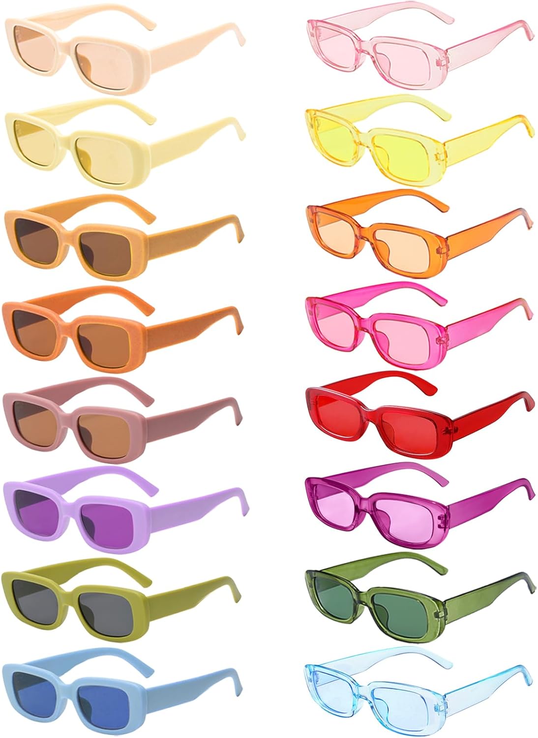 Набор из 16 прямоугольных солнцезащитных очков для женщин в стиле ретро, цветные квадратные очки оптом, винтажные очки 90-х годов, универсальные для взрослых SUNOVELTIES, 16 Matte + Trans Color
Набор из 16 прямоугольных солнцезащитных очков для женщин в стиле ретро, цветные квадратные очки оптом, винтажные очки 90-х годов, универсальные для взрослых SUNOVELTIES, 16 Matte + Trans Color