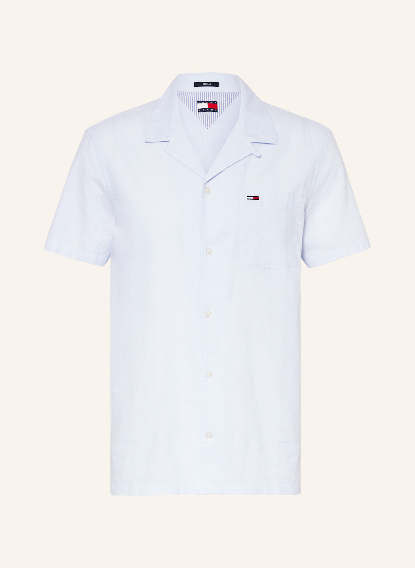 Рубашка с короткими рукавами, стандартного кроя, с льном Tommy Jeans, голубой
Рубашка с короткими рукавами, стандартного кроя, с льном Tommy Jeans, голубой