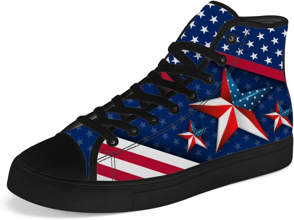 Мужские и женские высокие кеды chebing с американским флагом на канве, высокие кроссовки для 4 июля, повседневные шнуровки, синий
Мужские и женские высокие кеды chebing с американским флагом на канве, высокие кроссовки для 4 июля, повседневные шнуровки, синий
