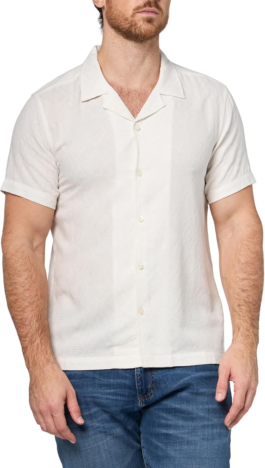 GUESS Мужская экологичная короткая рубашка с коротким рукавом Diamond Jacquard, Salt White
GUESS Мужская экологичная короткая рубашка с коротким рукавом Diamond Jacquard, Salt White