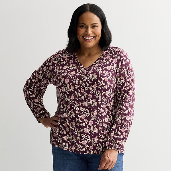 Блузка-хенли со сборками Plus size Croft & Barrow, Berry Vine Floral
Блузка-хенли со сборками Plus size Croft & Barrow, Berry Vine Floral
