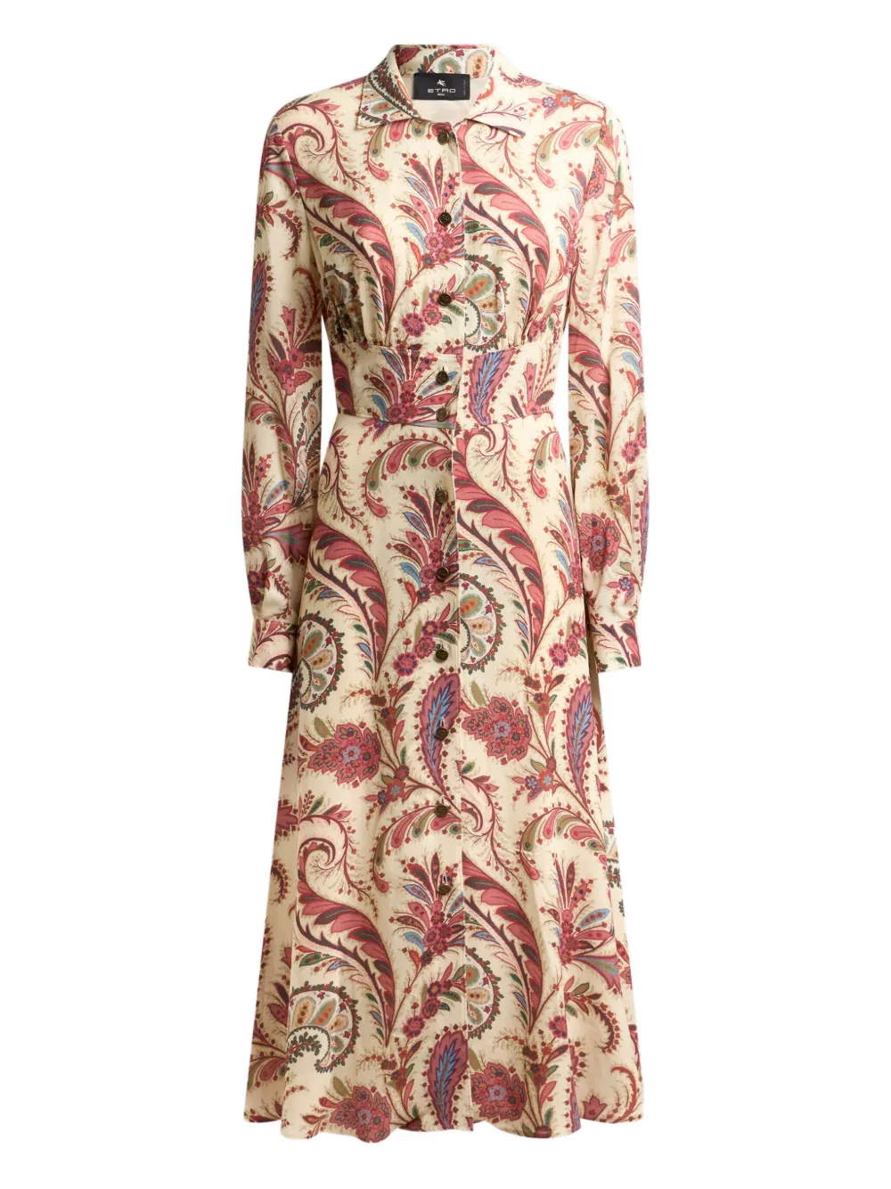 Платье-рубашка миди с принтом пейсли ETRO, нейтральный 
Платье-рубашка миди с принтом пейсли ETRO, нейтральный