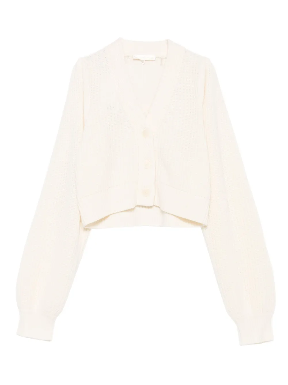 Кардиган в рубчик с V-образным вырезом LoveShackFancy, белый
Кардиган в рубчик с V-образным вырезом LoveShackFancy, белый