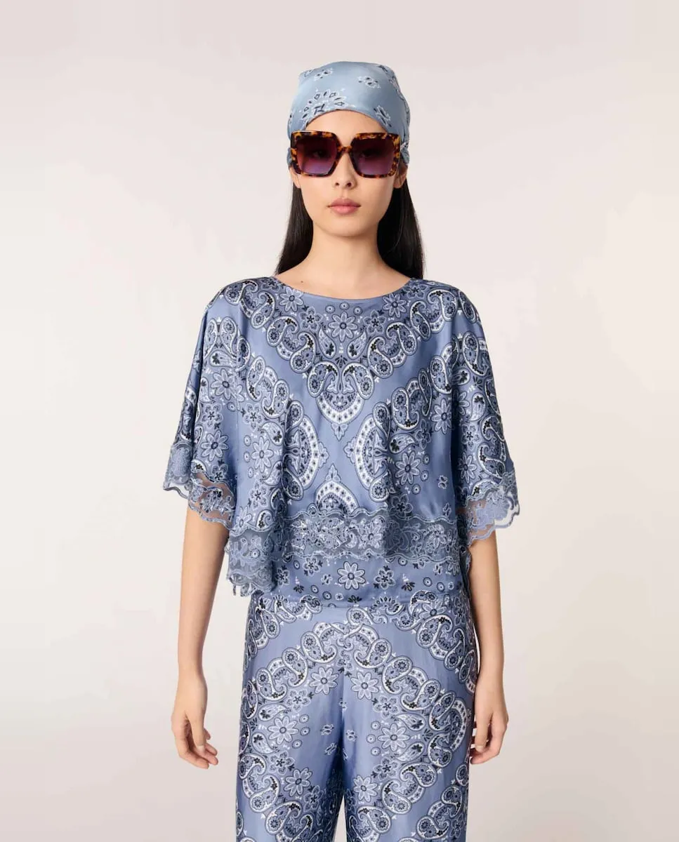 Женский топ с жидким принтом Maje, синий
Женский топ с жидким принтом Maje, синий