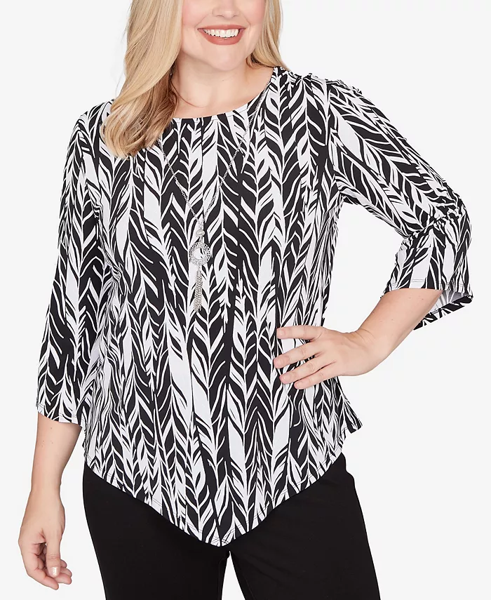 Женский классический топ с абстрактным принтом и перьями Alfred Dunner, черный
Женский классический топ с абстрактным принтом и перьями Alfred Dunner, черный
