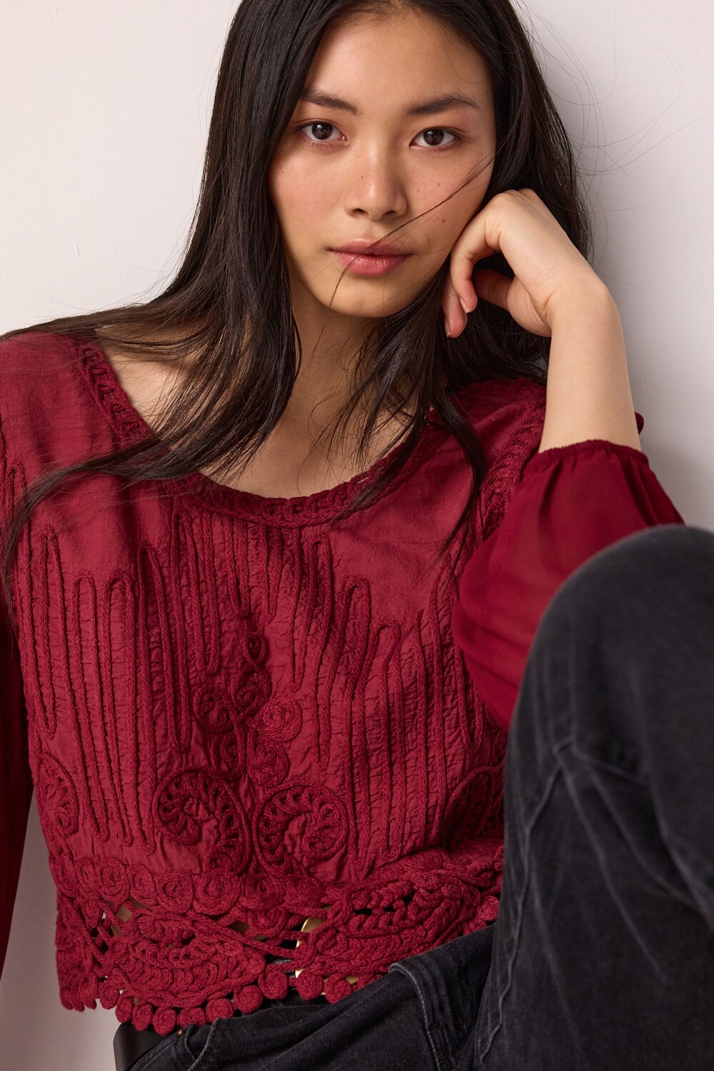 Верх Блузка из комбинированной трикотажной пряжи крючком Next, красный
Верх Блузка из комбинированной трикотажной пряжи крючком Next, красный