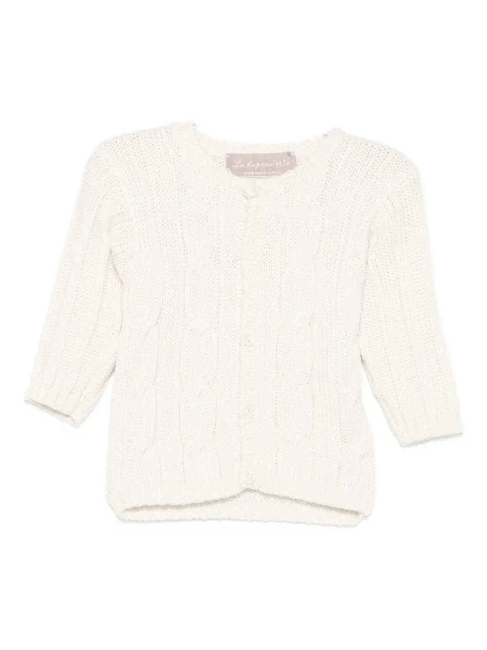 Кардиган с пуговицами, связанный косами La Stupenderia, нейтральный
Кардиган с пуговицами, связанный косами La Stupenderia, нейтральный