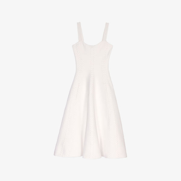 Платье миди Maje из трикотажа с квадратным вырезом и расклешенной юбкой, белый
Платье миди Maje из трикотажа с квадратным вырезом и расклешенной юбкой, белый