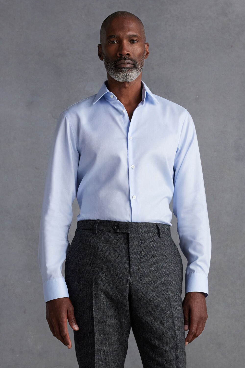 Рубашка королевского оксфорда обычного кроя с длинными рукавами и одинарной манжетой из 100% хлопка Next, синий