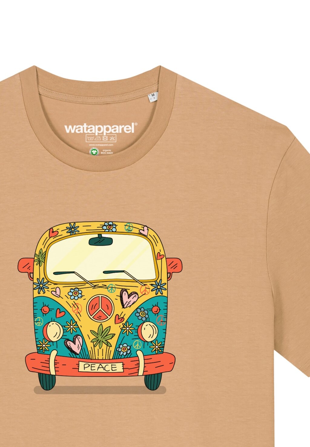 Футболка с принтом HIPPIES BUS watapparel, бежевый 
Футболка с принтом HIPPIES BUS watapparel, бежевый