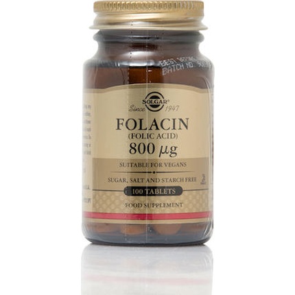 Фолацин Фолиевая кислота 800 мкг - 100 таблеток Solgar
Фолацин Фолиевая кислота 800 мкг - 100 таблеток Solgar