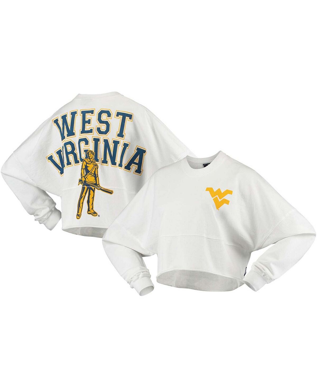 Женская белая укороченная футболка с длинным рукавом West Virginia Mountaineers с необработанным краем Spirit Jersey, белый
Женская белая укороченная футболка с длинным рукавом West Virginia Mountaineers с необработанным краем Spirit Jersey, белый