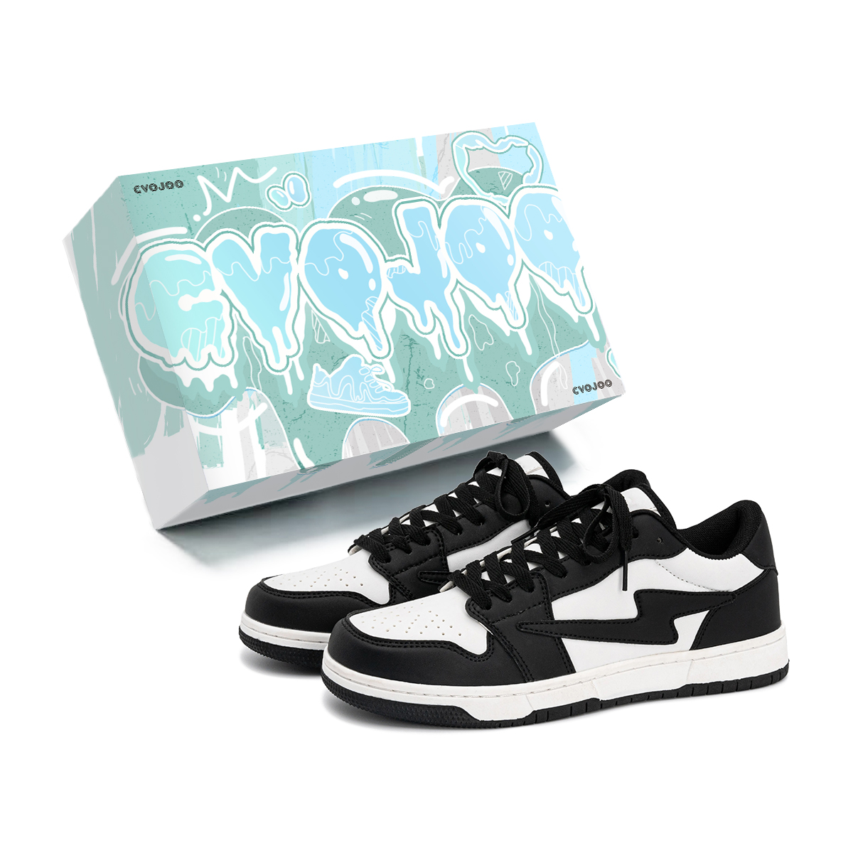 CVOJOO Скользоустойчивые унисекс скейтерские кроссовки низкие серо-голубые черно-белые, цвет Black White 
CVOJOO Скользоустойчивые унисекс скейтерские кроссовки низкие серо-голубые черно-белые, цвет Black White