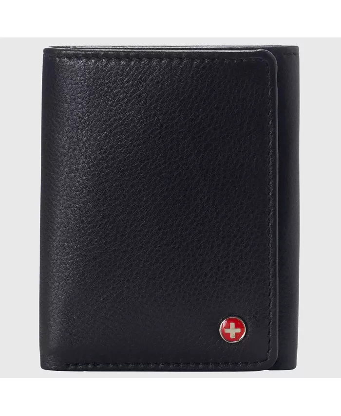 Мужской кошелек Leon Trifold с защитой от RFID, из натуральной кожи, с окошком для удостоверения личности Alpine Swiss, черный 
Мужской кошелек Leon Trifold с защитой от RFID, из натуральной кожи, с окошком для удостоверения личности Alpine Swiss, черный