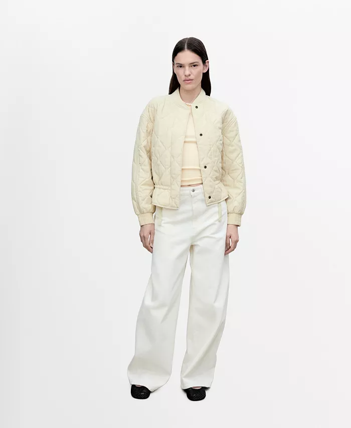 Женская стеганая куртка-бомбер MANGO, желтый 
Женская стеганая куртка-бомбер MANGO, желтый