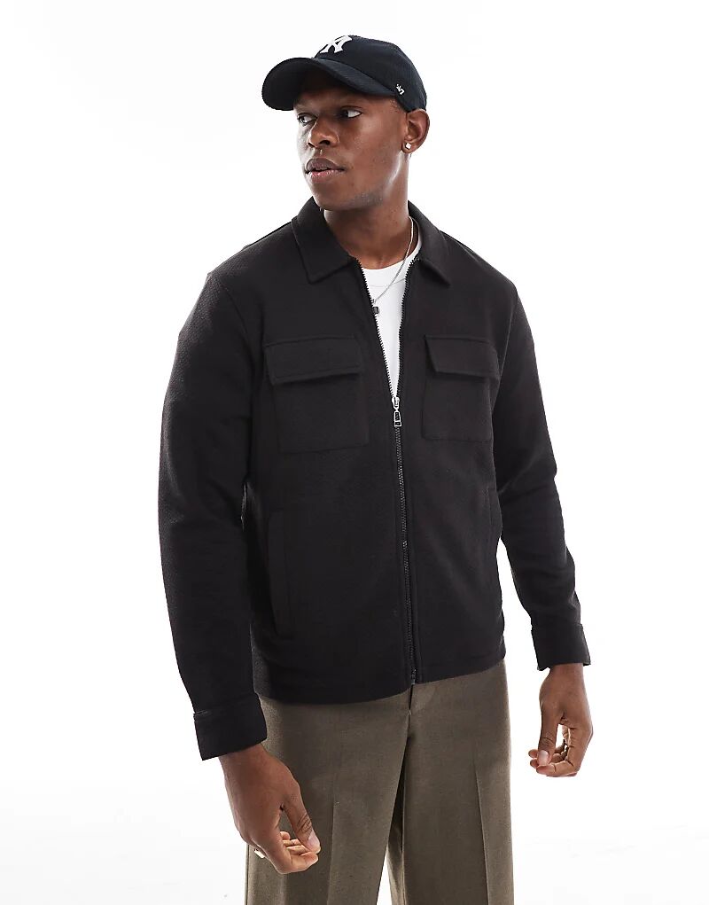 Фактурная рубашка на молнии черного цвета Threadbare
Фактурная рубашка на молнии черного цвета Threadbare