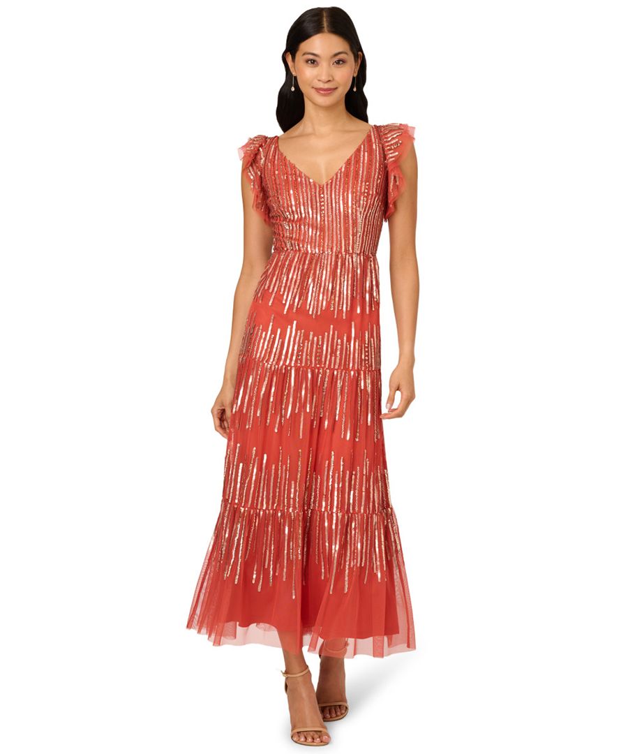 Женское многоярусное платье из сетчатой ткани, расшитое бисером Adrianna Papell, Amber
Женское многоярусное платье из сетчатой ткани, расшитое бисером Adrianna Papell, Amber