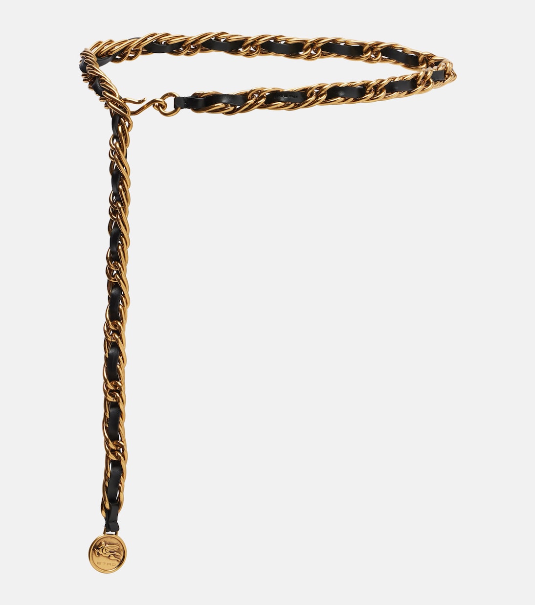 Ремень-цепочка из кожи с логотипом Etro, Nero
Ремень-цепочка из кожи с логотипом Etro, Nero