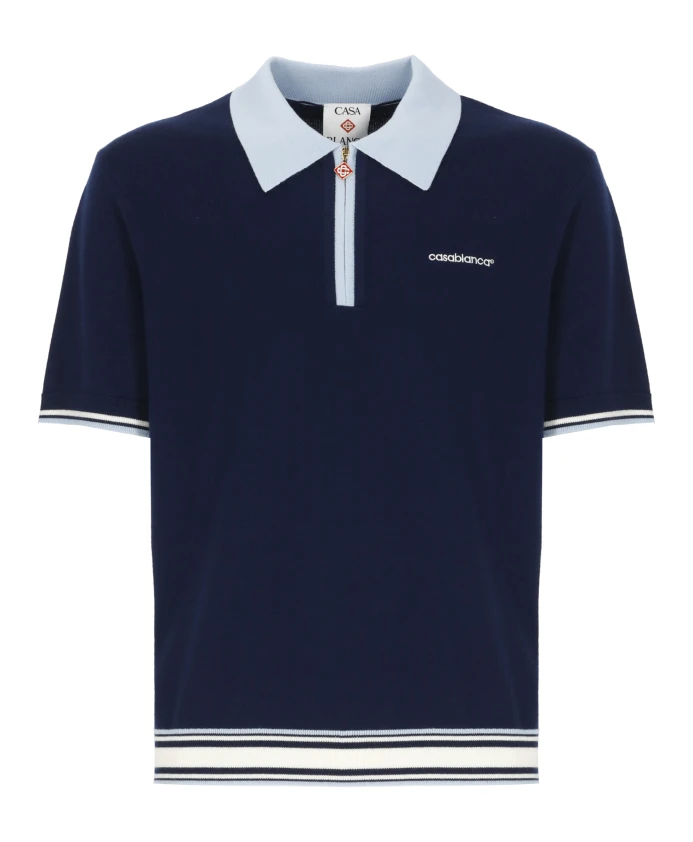 Синяя рубашка-поло с контрастным воротником Casablanca, синий
Синяя рубашка-поло с контрастным воротником Casablanca, синий
