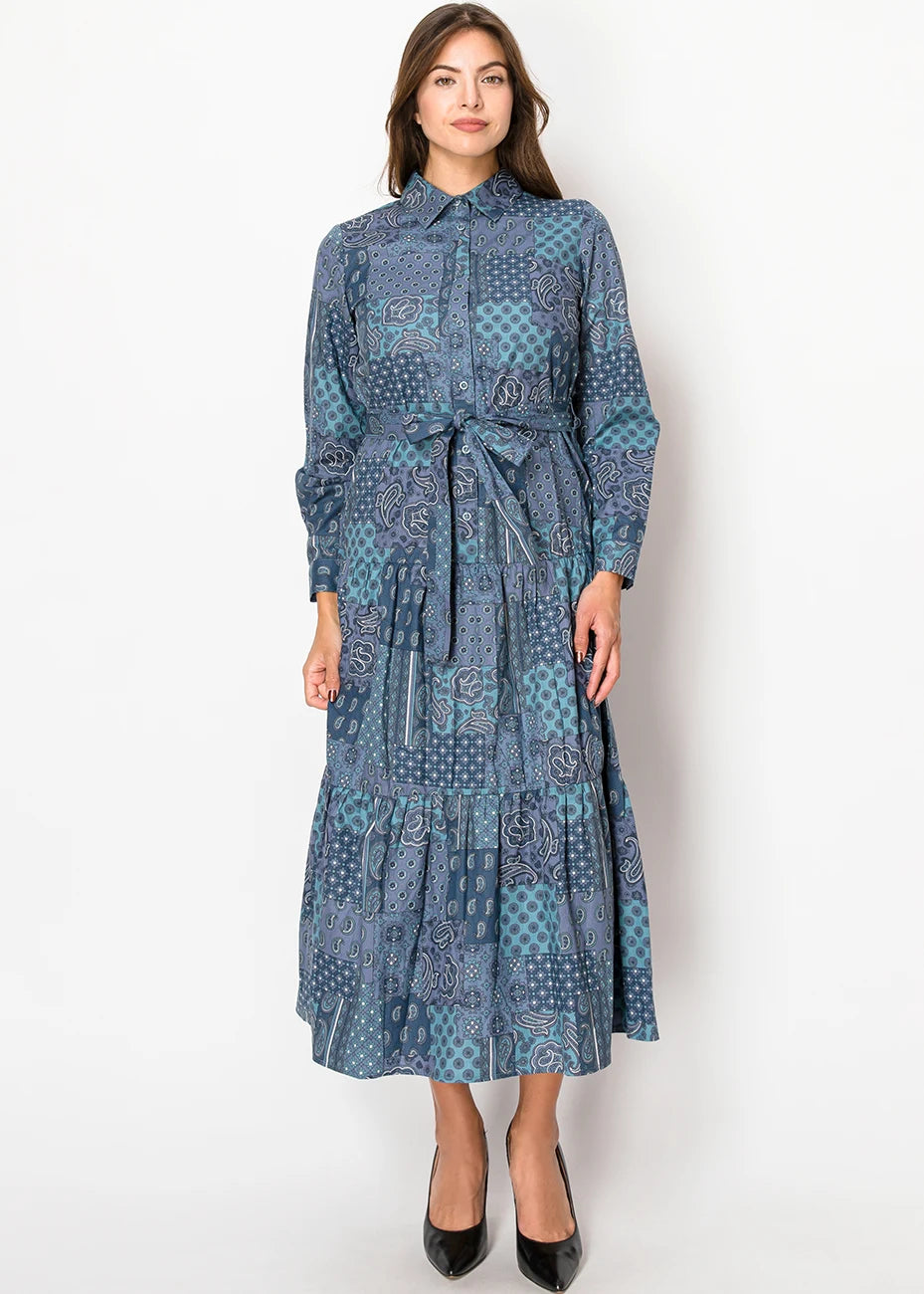 Yal New York Платье с синим узором «пейсли»
Yal New York Платье с синим узором «пейсли»