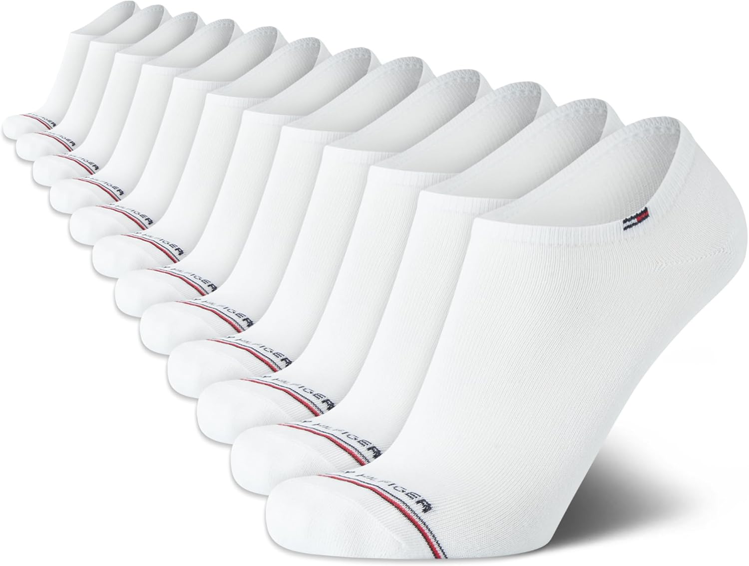 Мужские носки Tommy Hilfiger No Show Socks - 10 пар носков из хлопковой смеси для мужчин - ультракороткие подкладки для лоферов и кроссовок, White Stripe (12Pk)
Мужские носки Tommy Hilfiger No Show Socks - 10 пар носков из хлопковой смеси для мужчин - ультракороткие подкладки для лоферов и кроссовок, White Stripe (12Pk)