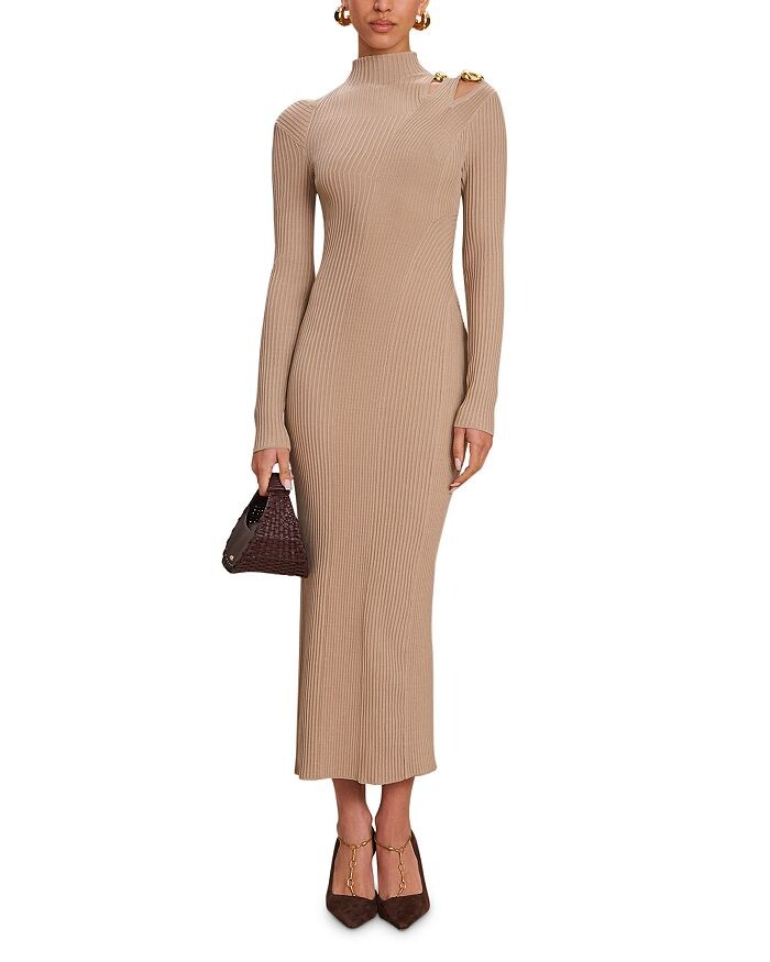 Платье Cult Gaia Alyssa с открытыми плечами, коричневый/бежевый 
Платье Cult Gaia Alyssa с открытыми плечами, коричневый/бежевый