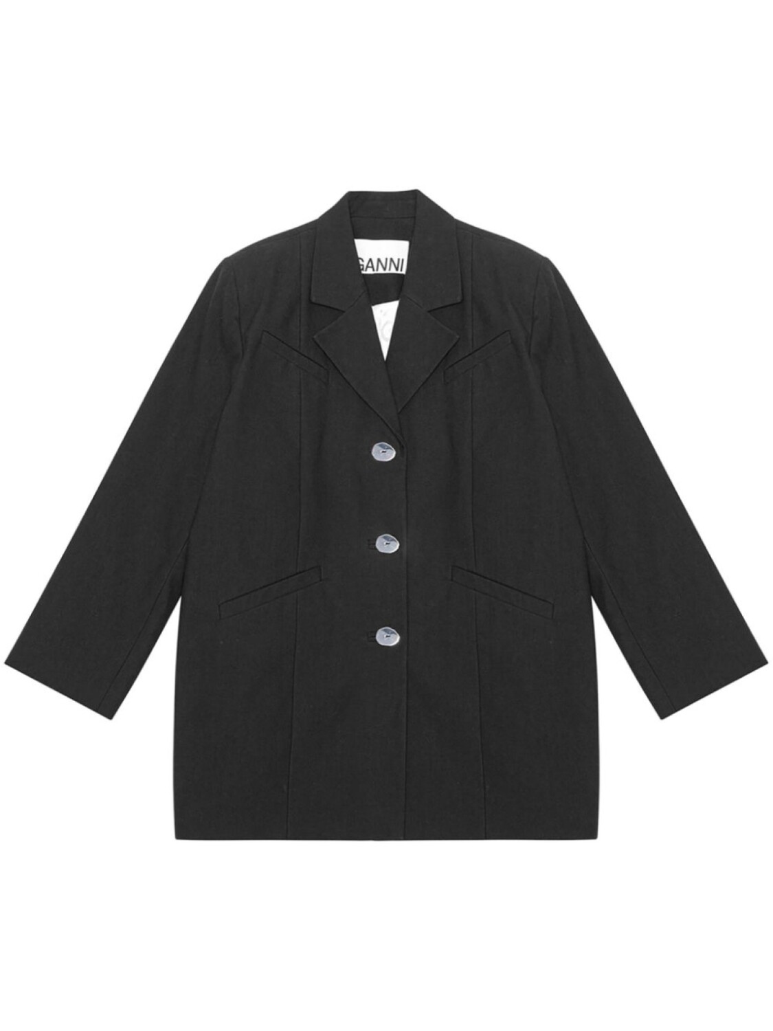 GANNI хлопковый блейзер, черный
GANNI хлопковый блейзер, черный