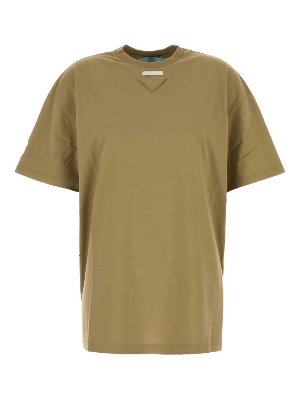 Хлопковая футболка с треугольными пластинами Prada, зеленый
Хлопковая футболка с треугольными пластинами Prada, зеленый