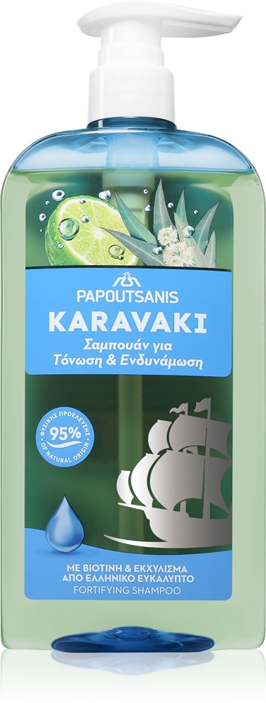 Шампунь для волос «Тонизирующий и укрепляющий Караваки» Papoutsanis, 600 мл
Шампунь для волос «Тонизирующий и укрепляющий Караваки» Papoutsanis, 600 мл