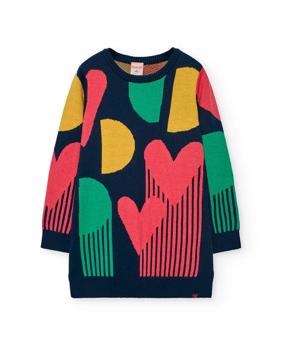 Трикотажное детское платье с фантазийным принтом и круглым вырезом Boboli, мультиколор
Трикотажное детское платье с фантазийным принтом и круглым вырезом Boboli, мультиколор