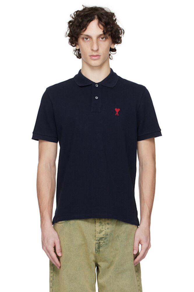 Поло Ami de Coeur из темно-синего хлопка AMI Paris 
Поло Ami de Coeur из темно-синего хлопка AMI Paris