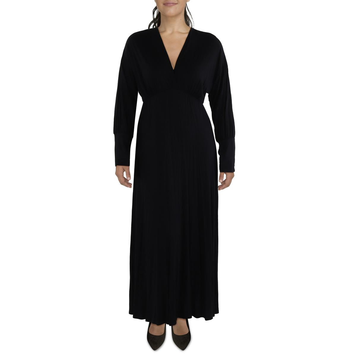 Плюс Женское трикотажное платье макси с длинными рукавами 24seven Comfort Apparel, черный
Плюс Женское трикотажное платье макси с длинными рукавами 24seven Comfort Apparel, черный