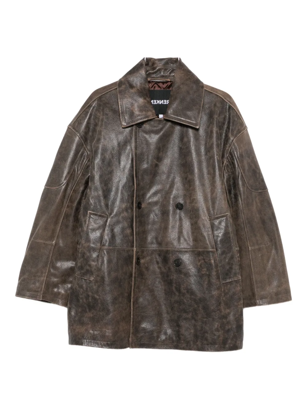 Двубортное кожаное пальто Frenken, коричневый
Двубортное кожаное пальто Frenken, коричневый