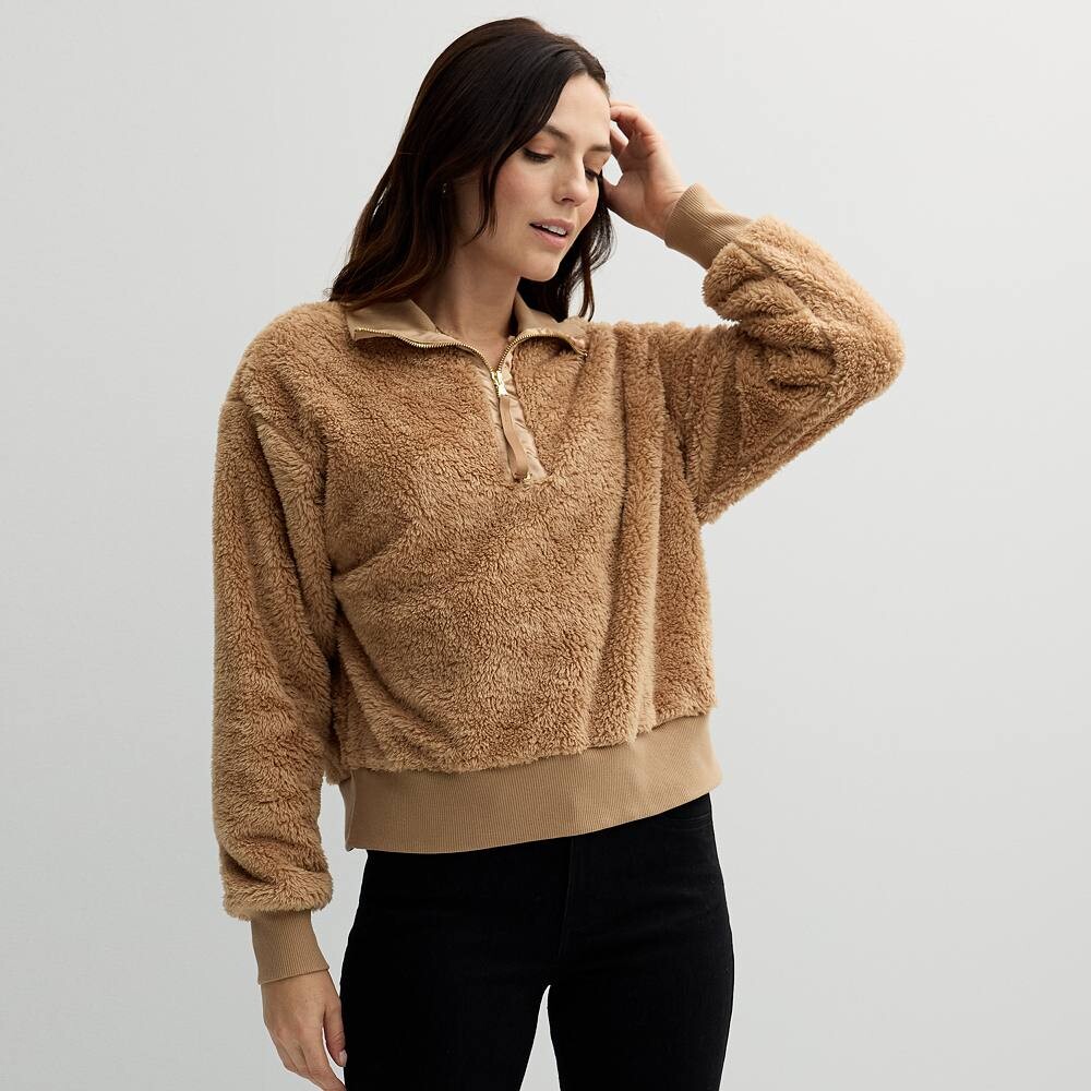 Женский уютный пуловер на молнии Sonoma Goods For Life, цвет Barric Beige 
Женский уютный пуловер на молнии Sonoma Goods For Life, цвет Barric Beige