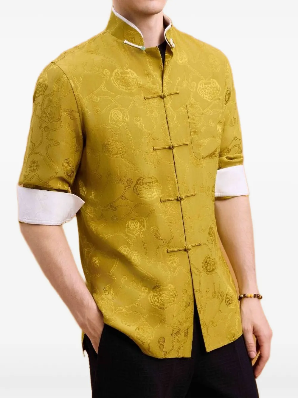 Рубашка с воротником-стойкой из жаккарда Shanghai Tang, желтый
Рубашка с воротником-стойкой из жаккарда Shanghai Tang, желтый